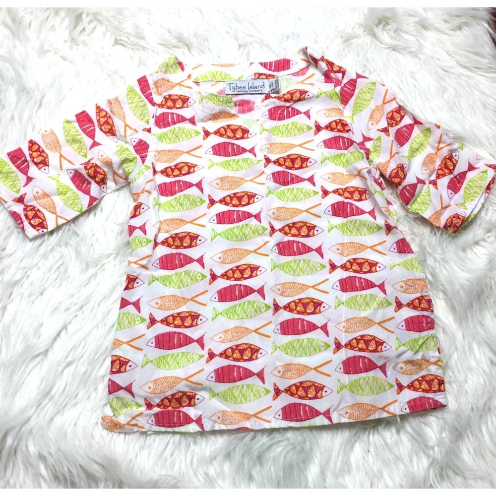 Tybee Island Toddler Girl's Tropical Fish‎ Print Tunic Cover Up Swim One Size